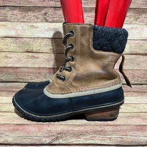 Sorel Brown Leather Slimpack ll Lace Up Boots